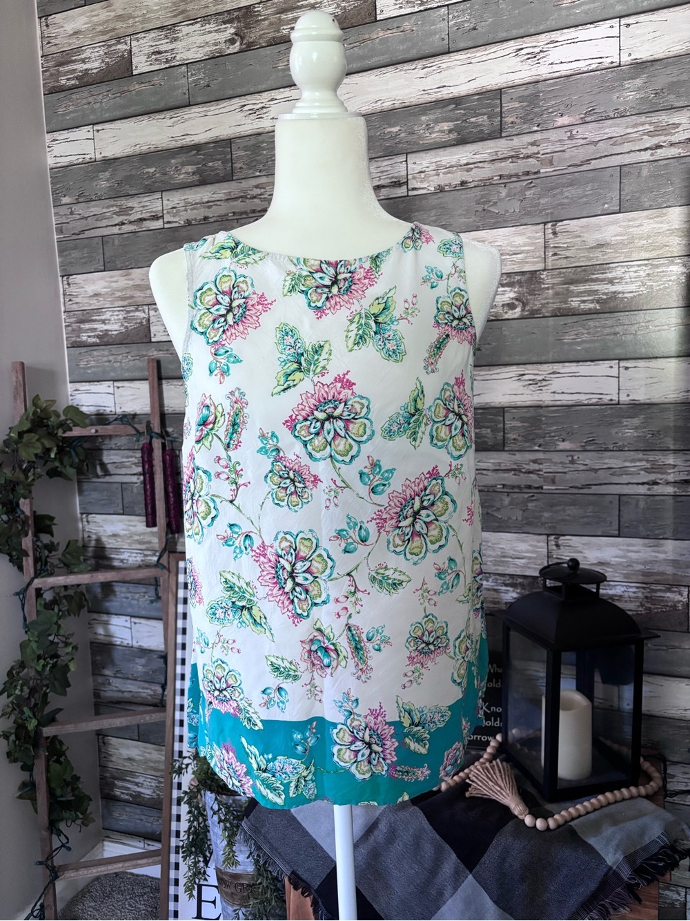 J. Jill Floral Sleeveless Top Womens S Petite